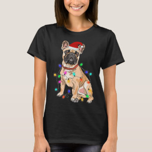 Camiseta Luces de árbol de navidad de perro de Bulldog fran