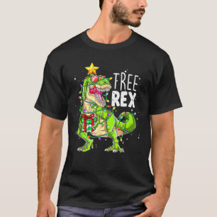 Camiseta Luces de árbol de Navidad Dinosaurio Xmas Tree Rex