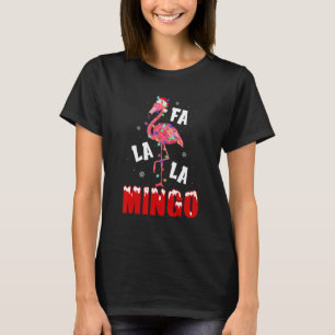 Camiseta Luces de árbol de Navidad Fa La La Mingo Flamingo