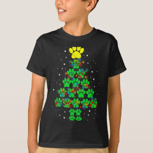 Camiseta Luces de árbol de Navidad felices con huellas de p