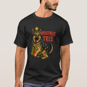 Camiseta Luces de árbol de Navidad pastor alemán Woofmas di