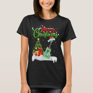 Camiseta Luces de árbol de Navidad Sombrero de Santa Musica