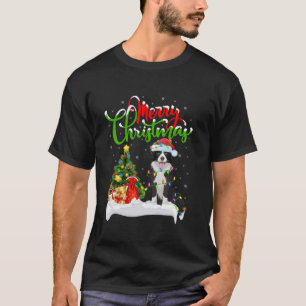 Camiseta Luces de árbol de Navidad Sombrero de Santa Perro 