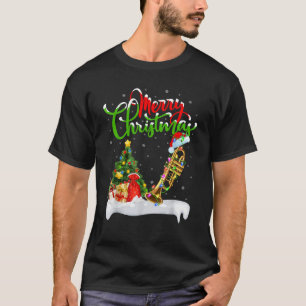 Camiseta Luces de árbol de Navidad sombrero de Santa trompe
