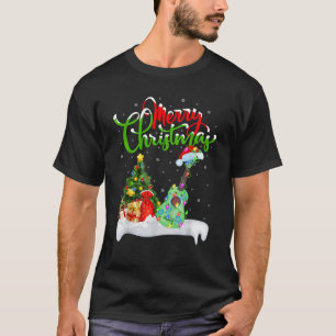 Camiseta Luces de árbol de Navidad Sombrero de Santa Ukulel
