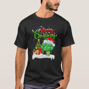 Camiseta Luces de árbol de Navidad Sombrero de Santa Verdur