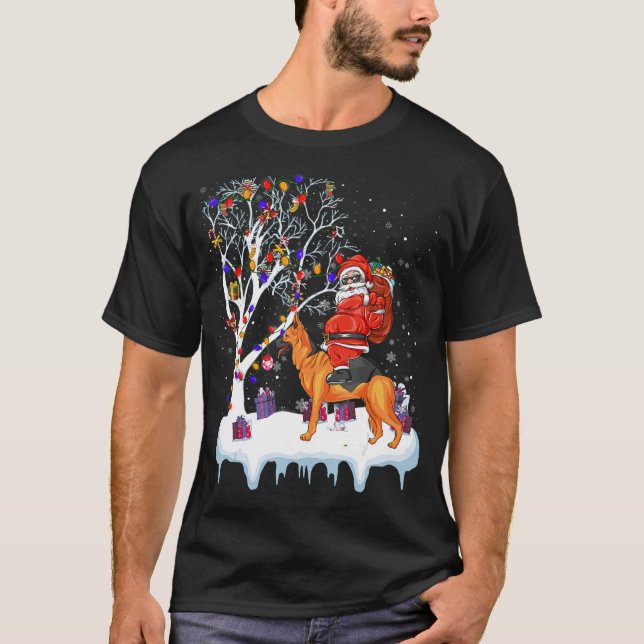 Camiseta Luces de árbol de pastores germanos de Santa Ridin (Anverso)