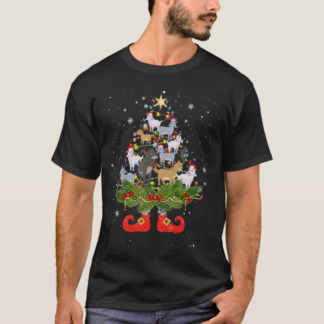 Camiseta Luces de árboles de navidad de cabras adornan Sant (Anverso)