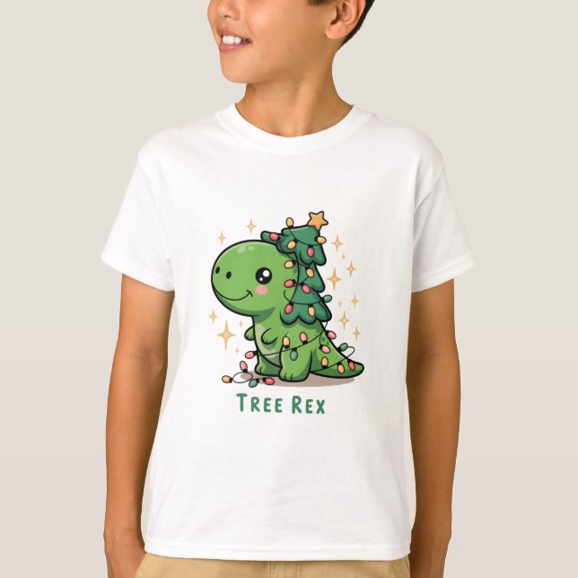 Camiseta Luces de dinosaurio de Navidad Fiesta Divertido Ár (Anverso)