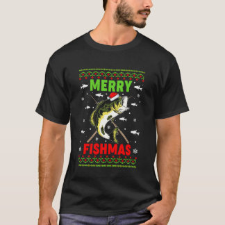 Camiseta Luces de Feliz Fishmas Sombrero de Santa Pescado P