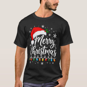Camiseta Luces de feliz navidad sombrero rojo de santa navi