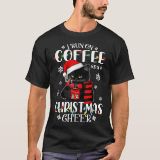 Camiseta Luces de gato negras que corro en el café y los na