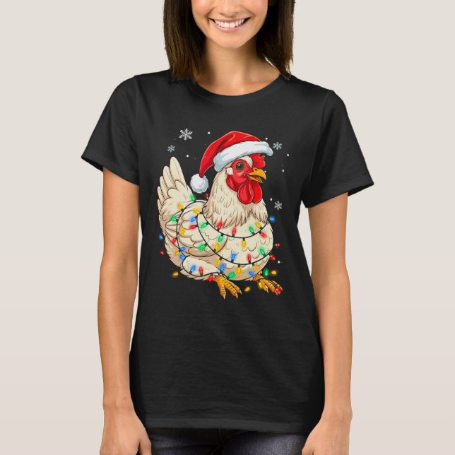 Camiseta Luces de granja de pollo de Navidad Xmas  (Anverso)