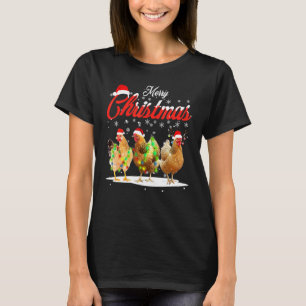 Camiseta Luces de Hada de Navidad de Pollo Feliz Navidad Po