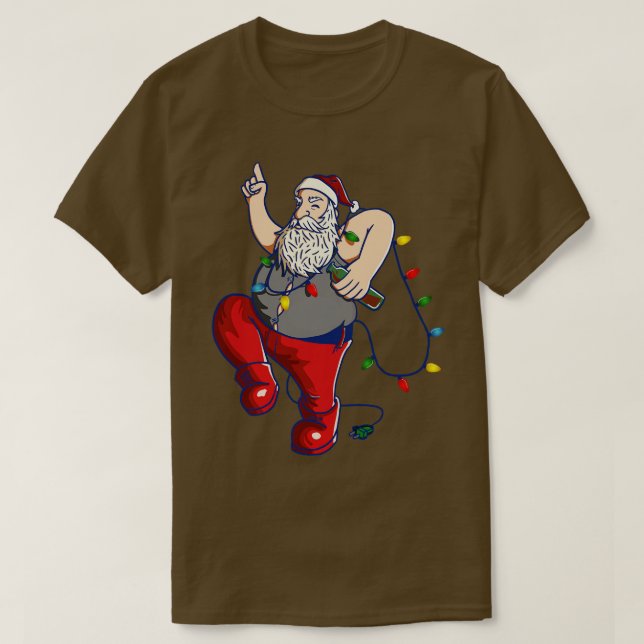 Camiseta Luces de hadas de cerveza de Santa Claus 1 (Diseño del anverso)