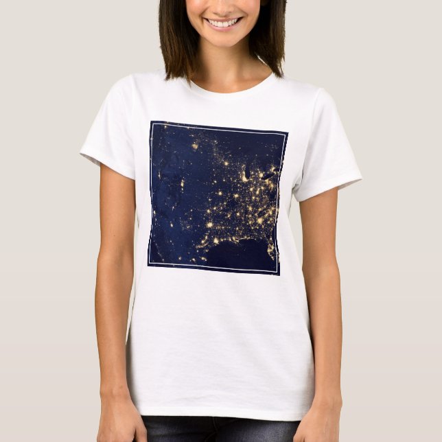 Camiseta Luces De La Ciudad De Estados Unidos De Noche. (Anverso)