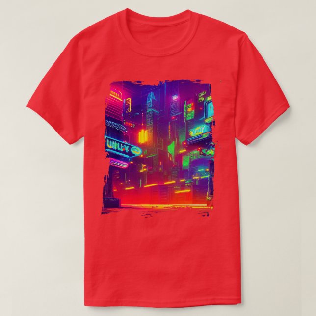 Camiseta Luces de la ciudad neonesa de Japón (Diseño del anverso)