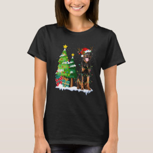 Camiseta Luces de los Navidades de renos de Rottweiler Dog