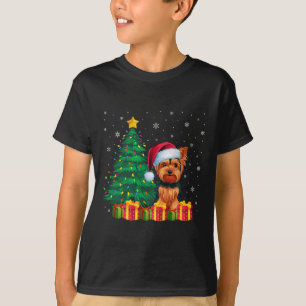 Camiseta Luces de los Navidades de Santa Hat Terrier de Yor