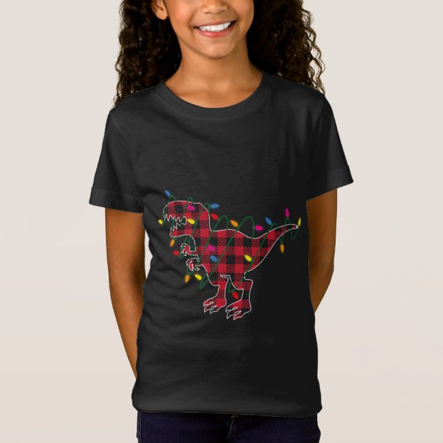 Camiseta Luces de los Navidades Rex de Dinosaurio T Búfalo  (Anverso)