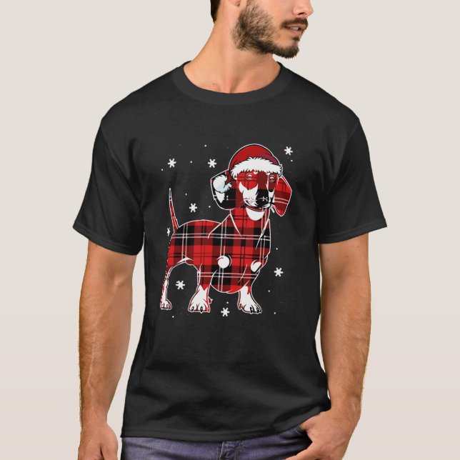 Camiseta Luces de los Navidades rojos de búfalo de Santa Da (Anverso)