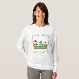 Camiseta Luces de muñecos de nieve navideños lindos