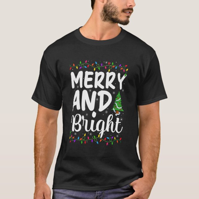 Camiseta Luces de Navidad alegres y brillantes Decor Fiesta (Anverso)