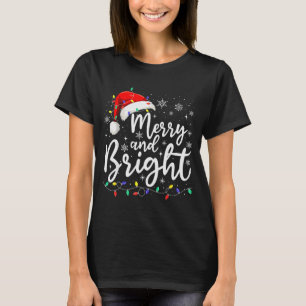 Camiseta Luces de Navidad Alegres y Brillantes Santa Hombre