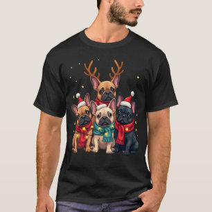 Camiseta Luces de Navidad Bulldogs Franceses Perro Xmas Fre
