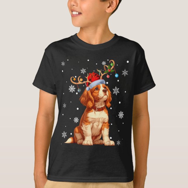 Camiseta Luces de Navidad Cavalier King Charles Spaniel Xma (Anverso)