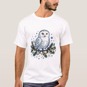 Camiseta Luces de Navidad de Búho Nival Arte de Invierno