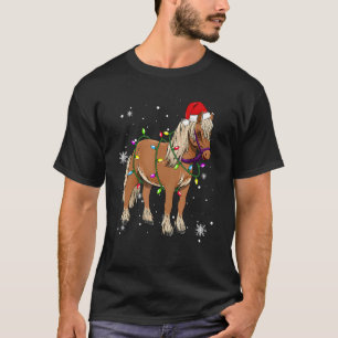 Camiseta Luces de Navidad de Caballo Led Sombrero de Santa