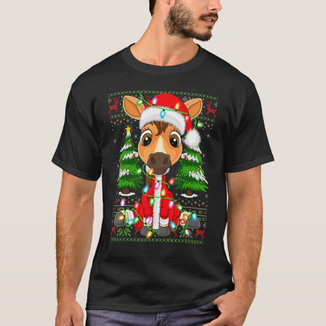 Camiseta Luces de Navidad de Caballo Santa Feo Navidad de C (Anverso)