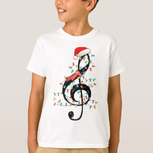 Camiseta Luces de Navidad de Clave de Sol Música Amante de