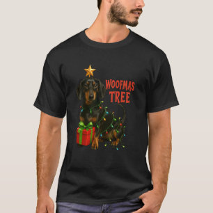 Camiseta Luces de Navidad de Dachshund Árbol de Navidad Woo