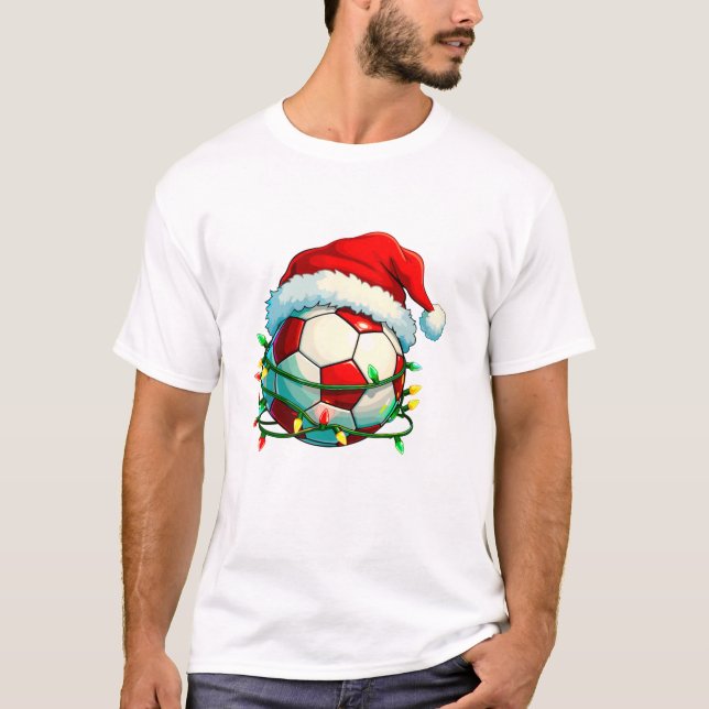 Camiseta Luces de Navidad de Fútbol Santa (Anverso)