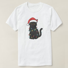 Camiseta Luces de Navidad de Gato Negro – divertido gatito 