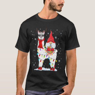 Camiseta Luces de Navidad de Gnomos de Santa Cabalgando Ren