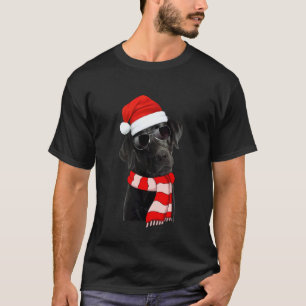Camiseta Luces de Navidad de Labrador Retriever Negro Santa