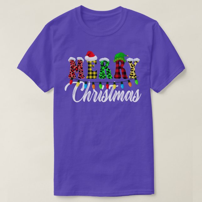Camiseta Luces de navidad de leopardo navideño (Diseño del anverso)