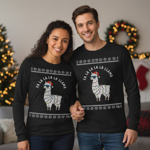 Camiseta Luces de Navidad de Llama Pun