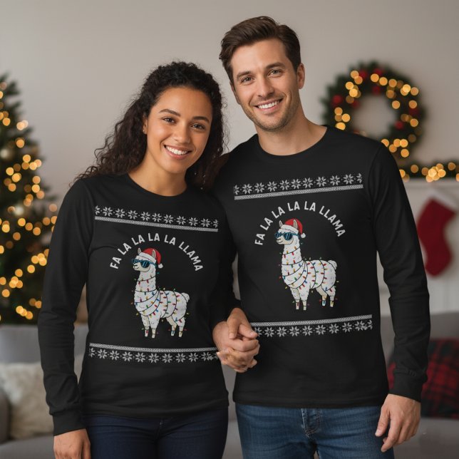 Camiseta Luces de Navidad de Llama Pun (Subido por el creador)