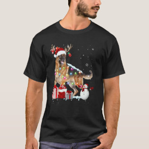 Camiseta Luces de Navidad de Pastor Alemán de Santa Reno X