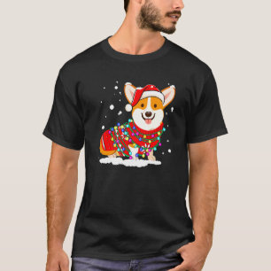 Camiseta Luces de Navidad de Perro Corgi para Niños Hombres