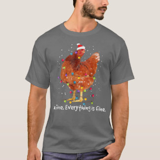 Camiseta Luces de Navidad de pollo Estoy bien, todo está bi