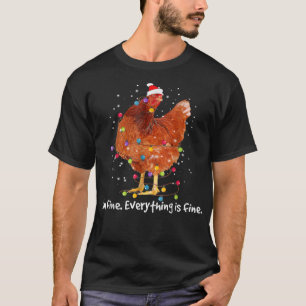 Camiseta Luces de Navidad de Pollo Estoy Bien Todo Está Bie