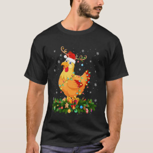 Camiseta Luces de Navidad de pollo Reno Santa Navidad Adult