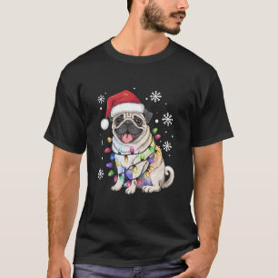 Camiseta Luces de Navidad de Pug Santa Amante de Perros Xma