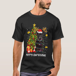 Camiseta Luces de Navidad de Santa Pug Negro Árbol de Navid
