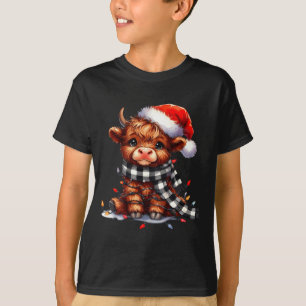 Camiseta Luces de Navidad de Vaca de las Tierras Altas Lind